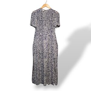 Anthropologie X Baum und Pferdgarten Dress Size 4/6 Leopard Silk Smocked modest